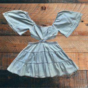 Free People Indigo Denim Peek-a-Boo Criss-Cross Dress Size Medium.